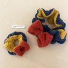 Colour Block Bow Coral Fleece Scrunchie