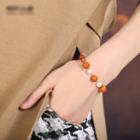 Bead Bracelet Orange & White Beads - Silver - One Size