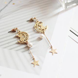 Star And Moon Dangle Earring