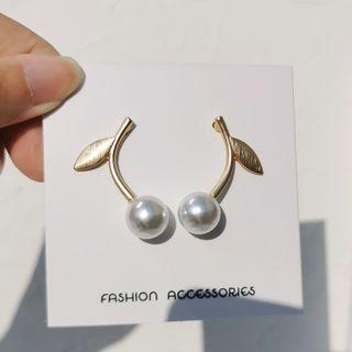 Faux Pearl Fruit Dangle Earring Stud Earrings - 1 Pair - Cherry - One Size