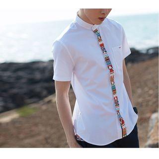 Patterned Panel Short-sleeve Shirt