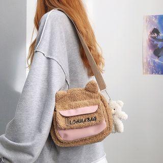 Ear Accent Fleece Crossbody Bag
