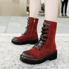 Genuine Leather Lace-up Platform Boots