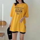 Label-detail Letter Long T-shirt
