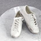 Stained Round-toe Canvas Sneakers