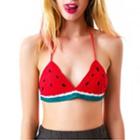 Watermelon Halter Knit Bikini Top