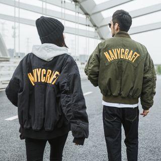 Letter Embroider Padded Bomber Jacket