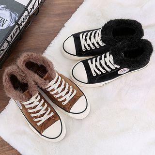 Applique Canvas Fleece-lined Sneakers