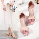 Bow Accent Ankle Strap Block Heel Sandals