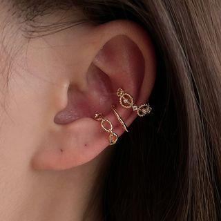 Set Of 3: Open Hoop Earring Gold - One Size