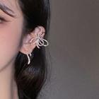 Bow Alloy Cuff Earring 1 Pair - Silver - One Size