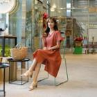 V-neck Ruffle-hem A-line Dress
