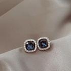 Square Faux Crystal Alloy Earring 1 Pair - Dark Blue - One Size