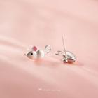 925 Sterling Silver Mouse Earring 1 Pair - Silver - One Size