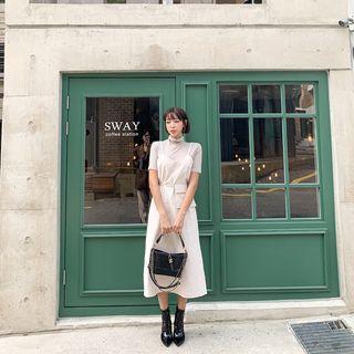 Spaghetti-strap Long Pinafore Dress With Belt Bag