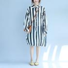 Long-sleeve Stripe Loose-fit Shirtdress