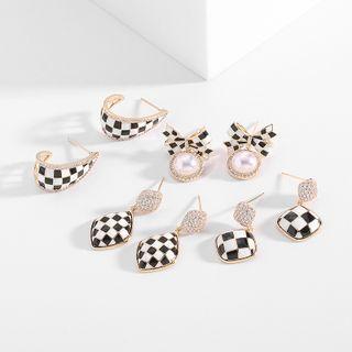 Checker Print Drop Earring