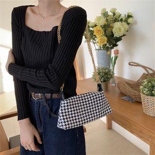 Chain Houndstooth Crossbody Bag Houndstooth - One Size