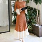 Contrast-trim Knit Midi Dress