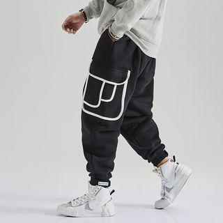 High-waist Contrast Trim Cargo Pants