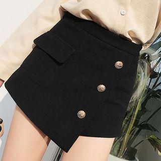Irregular Buttoned Mini Skort