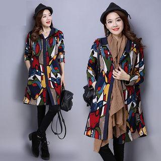 Printed Hooded Long Coat