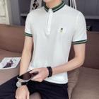 Pineapple Embroidered Contrast Trim Short-sleeve Polo Shirt
