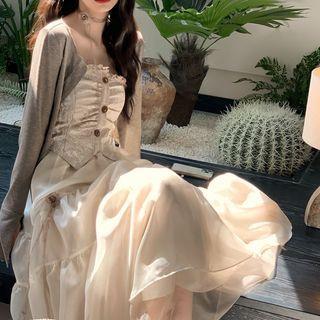 Strapless Asymmetrical Dress / Cardigan