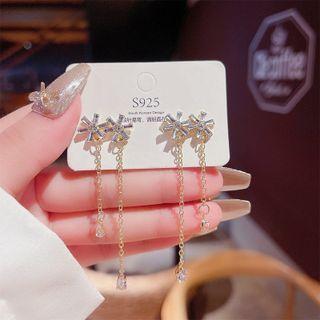 Rhinestone Floral Drop Earring E0159 - 1 Pair - Gold - One Size