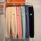 High-waist Applique Drawstring Pants