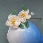 Flower Alloy Hair Stick 1pc - Green & White & Yellow - One Size