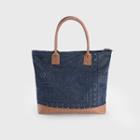 Faux-leather Trim Denim Tote