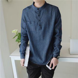 Band Collar Chambray Shirt