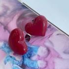 Heart Ear Studs Red - One Size