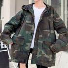 Camouflage Hooded Oversize Zip Jacket