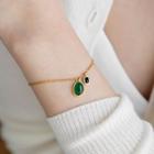Stone Charm Bracelet Gold & Green - One Size