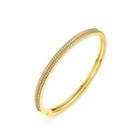 Fashion And Elegant Plated Gold Geometric Oval Double Row Cubic Zirconia Bangle Golden - One Size