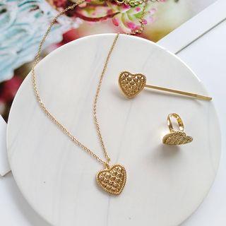 Quilted Hear Ring / Necklace / Hair Clip