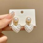 Faux Pearl Heart Alloy Dangle Earring E4804 - 1 Pair - White - One Size