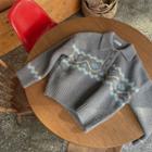 Pattern Woolen Knit Polo Shirt