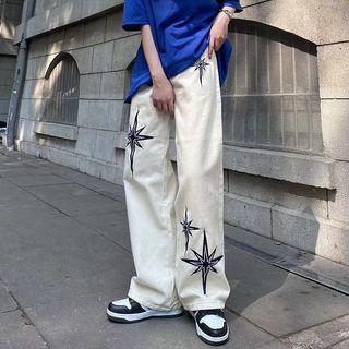 Low Rise Star Loose Wide-leg Jeans