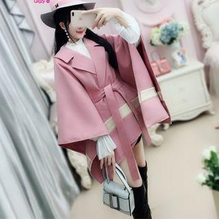 Notch Lapel Tie-waist Cape