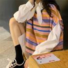 Tie-neck Blouse / Striped Vest