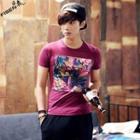 Feather Print Short-sleeve T-shirt