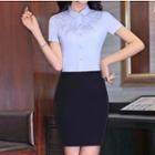 Embroidered Short-sleeve Shirt / Skirt / Set: Embroidered Short-sleeve Shirt + Skirt