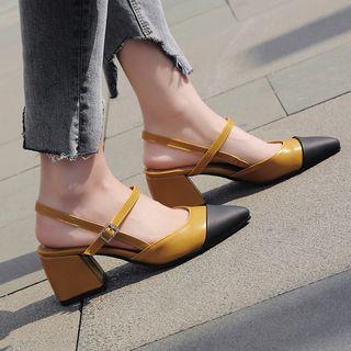 Block-heel Two-tone Strapped Sandals