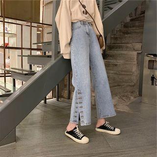 Button Wide-leg Jeans