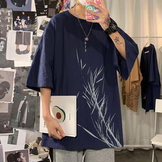 Short-sleeve Bamboo Print T-shirt