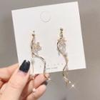 Faux Crystal Star Faux Pearl Swirl Fringed Earring 1 Pair - Gold - One Size