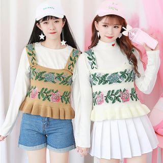 Flower Pattern Knit Vest